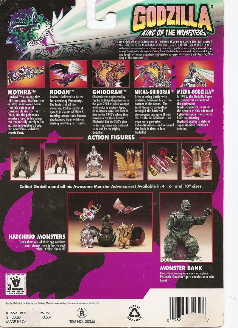 CARD BACK: Trendmasters' GODZILLA: KING OF THE MONSTERS (1994)