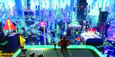 INTO THE INTERNET – In “Ralph Breaks the Internet: Wreck-It Ralph 2,” Vanellope von Schweetz and Wreck-It Ralph leave the arcade world behind to explore the uncharted and thrilling world of the internet. In this image, Vanellope and Ralph have a breathtaking view of the world wide web, a seemingly never-ending metropolis filled with websites, apps and social media networks. On a quest to save Vanellope’s game, how will these two misfits ever succeed in this vast new world?  Featuring the voices of Sarah Silverman as Vanellope and John C. Reilly as Ralph, Walt Disney Animation Studios’ “Ralph Breaks the Internet: Wreck-It Ralph 2” opens in U.S. theaters on Nov. 21, 2018. ©2018 Disney. All Rights Reserved.