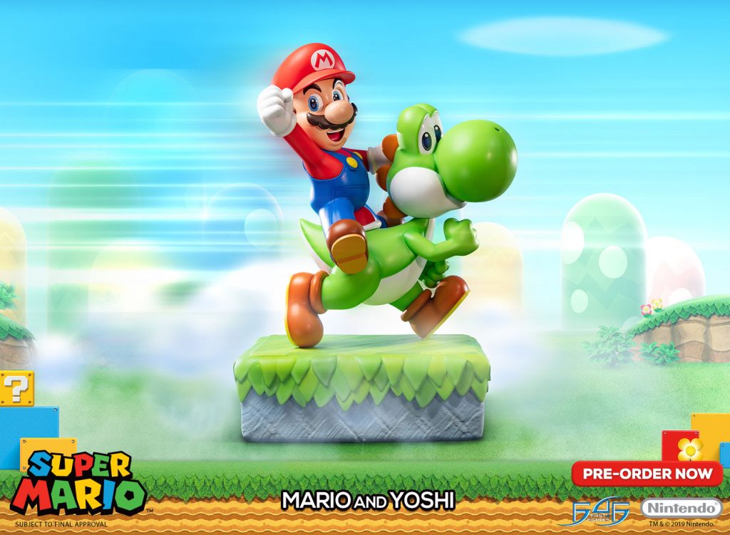 mario and yoshi statue