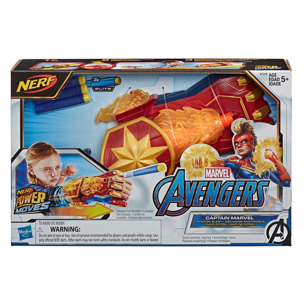 NERF POWER MOVES MARVEL AVENGERS CAPTAIN MARVEL PHOTON BLAST - in pck