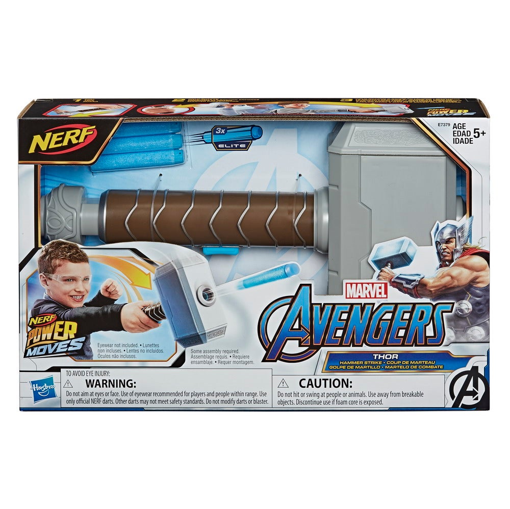 NERF POWER MOVES MARVEL AVENGERS THOR HAMMER STRIKE - in pck