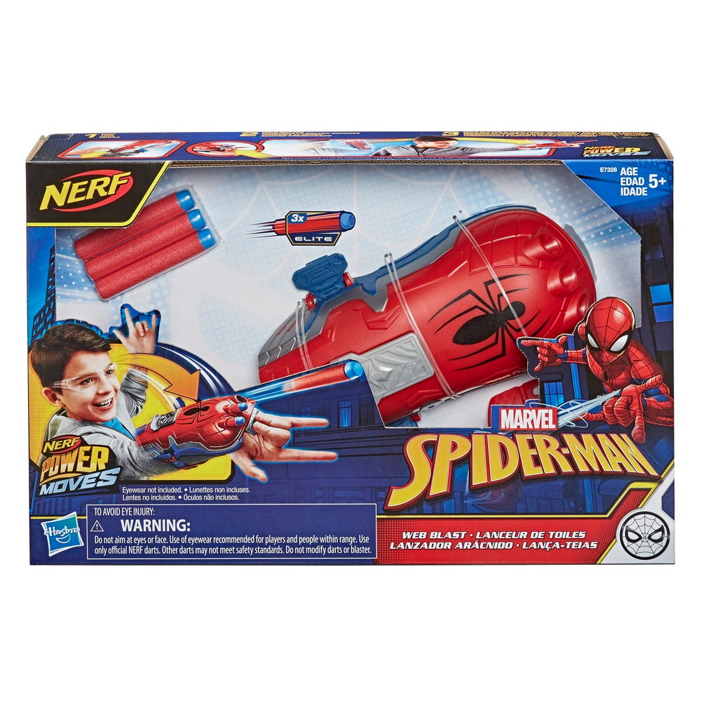 NERF POWER MOVES MARVEL SPIDER-MAN WEB BLAST WEB SHOOTER - in pck